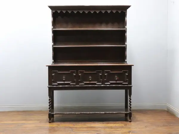 カップボード｜オーク材・1910年代 ツイスト脚のオープンドレッサー 2
