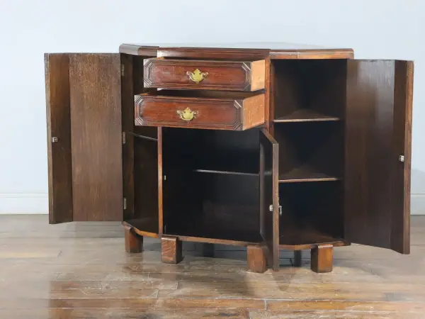 コーナーボード｜オーク材・1930年代 部屋の角を活かす収納棚 2