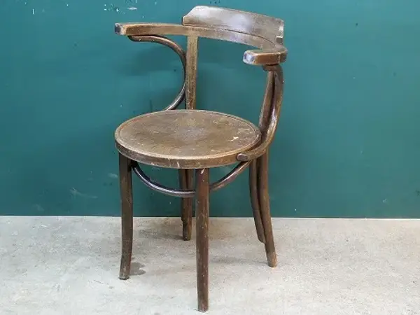 ベントウッドアームチェア｜ビーチ材・1930年代 丸座のカフェチェア 1