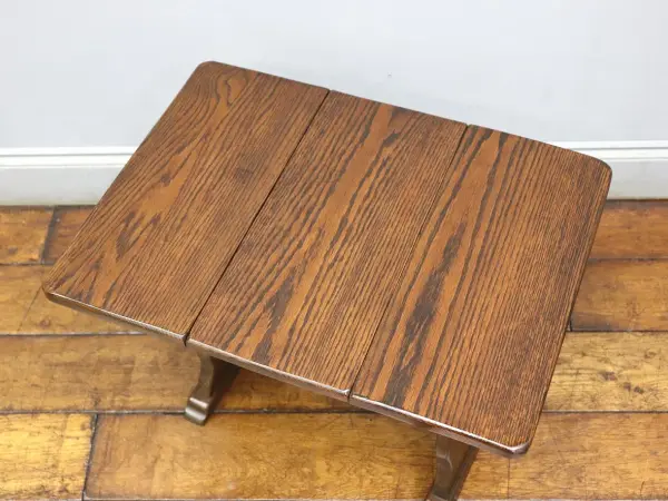 コーヒーテーブル｜オーク材・1930年代 折りたためるドロップリーフ 5