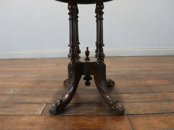 インレイドテーブル｜ウォルナット材・1880年代 象嵌細工の楕円天板 8