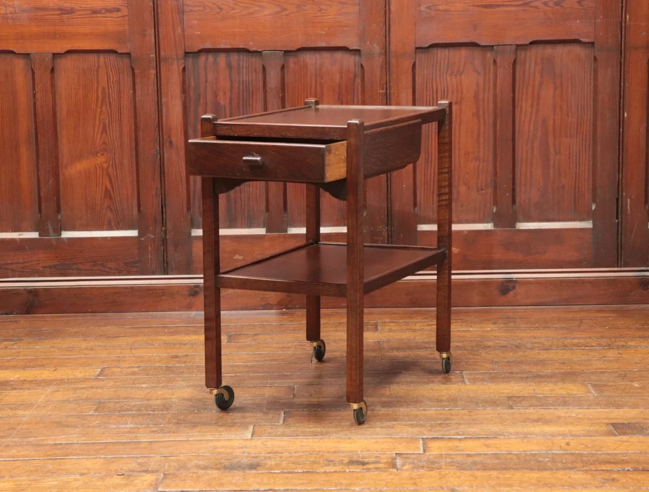 アンティーク 家具 ティー トローリー 1930年頃 英国 097B ティートローリー｜オーク材・1930年代 引き出し付き | アンティーク