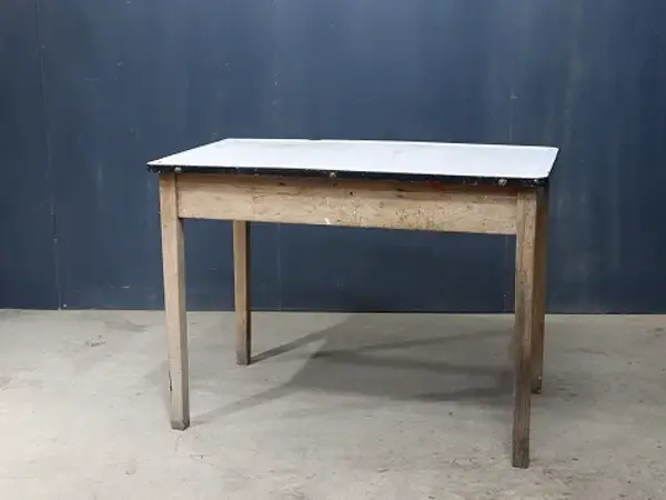 ワークテーブル｜ビーチ材・1930年代 ホーロー天板のキッチン作業台 1