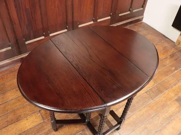 ゲートレッグテーブル｜オーク材・1930年代 ボビンレッグのコンパクト 7