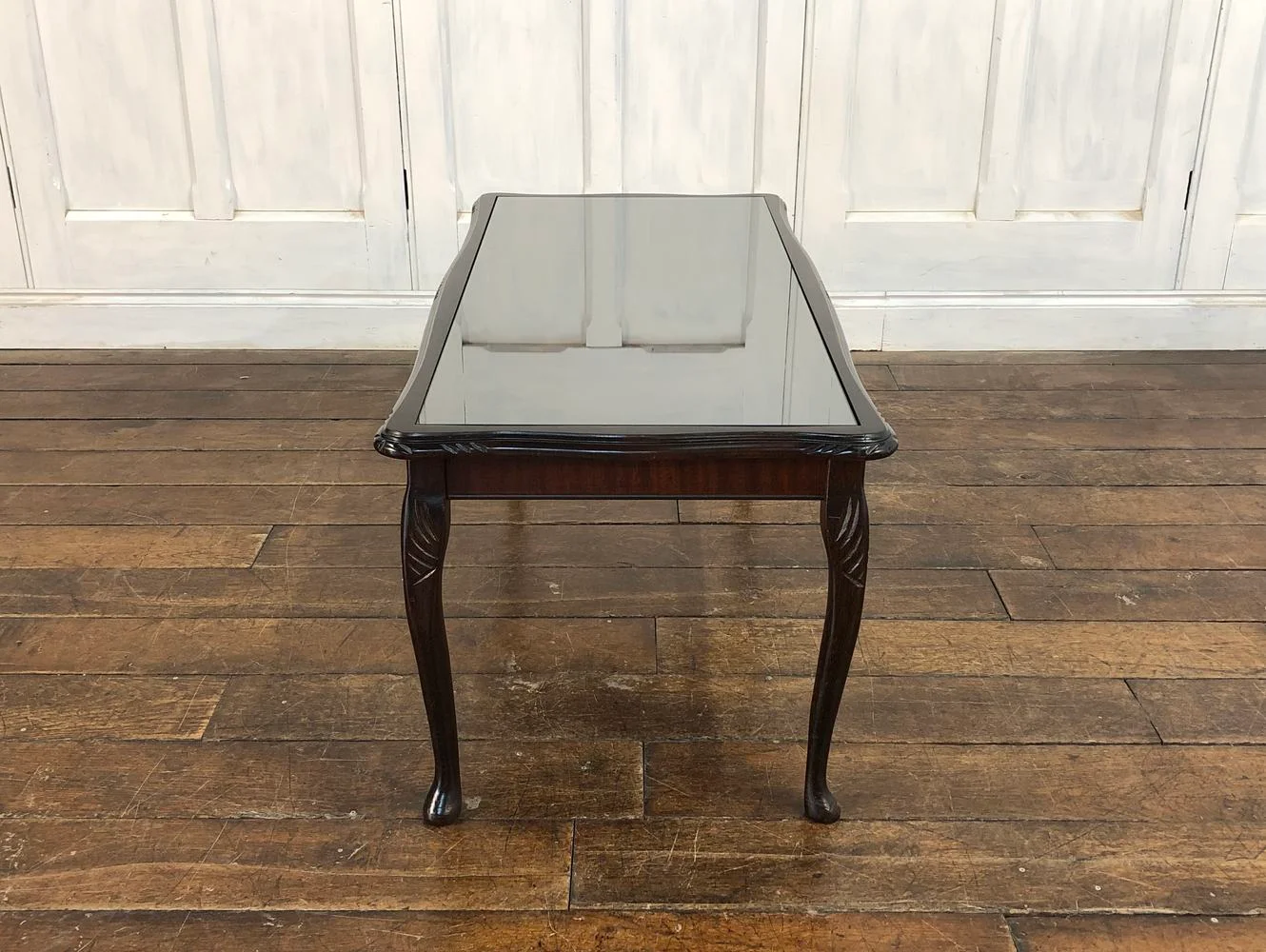 アンティーク家具　ガラステーブル　センターテーブル　 猫脚　ヴィンテージ センターテーブル｜マホガニー材・1950年代 ガラストップの猫脚