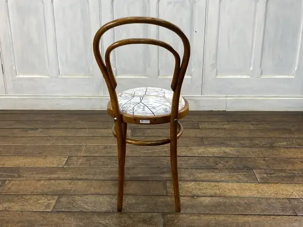 ベントウッドチェア｜ブナ材・1930年代 ロンドン地下鉄マップ張り 4
