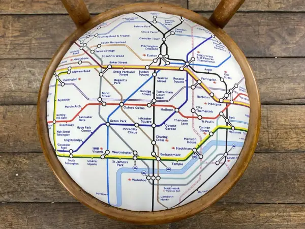 ベントウッドチェア｜ブナ材・1930年代 ロンドン地下鉄マップ張り 6