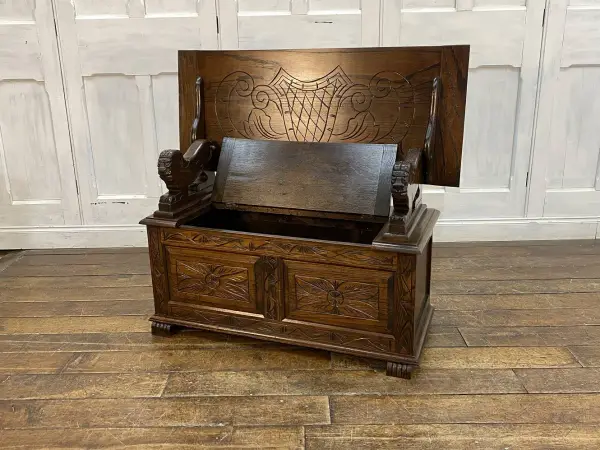 モンクスベンチ｜オーク材・1930年代 1台3役の伝統家具 3