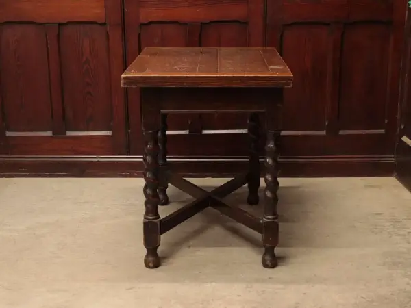 フリップトップテーブル｜オーク材・1910年代 ツイストレッグ 4