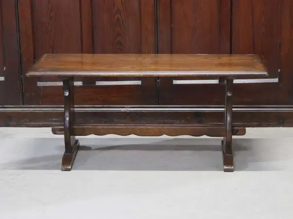センターテーブル｜オーク材・1930年代 波型ストレッチャーのトレッスル脚 2