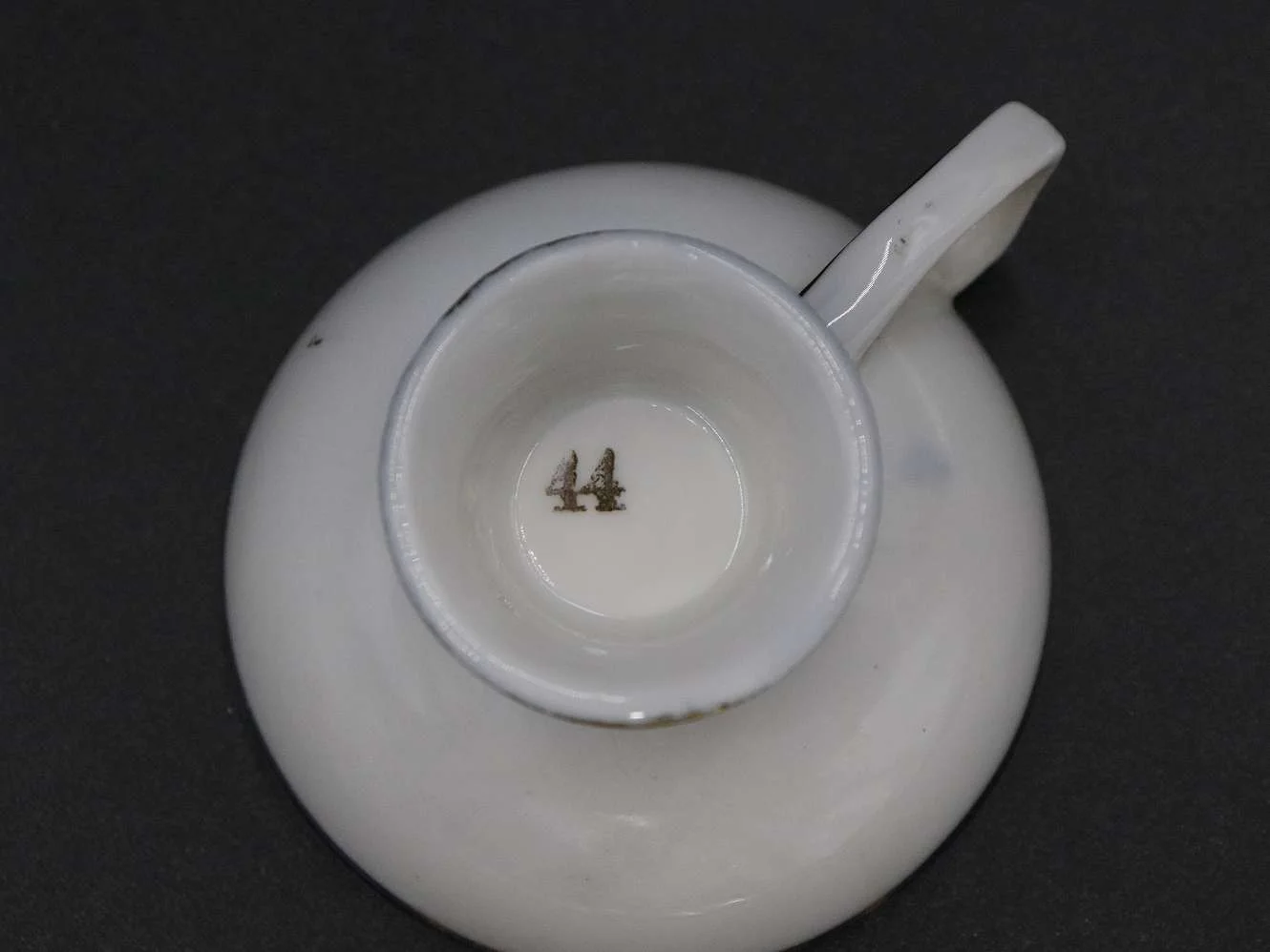 ミニカップ＆ソーサー｜紺と薔薇 内側に婦人像 Spode（スポード