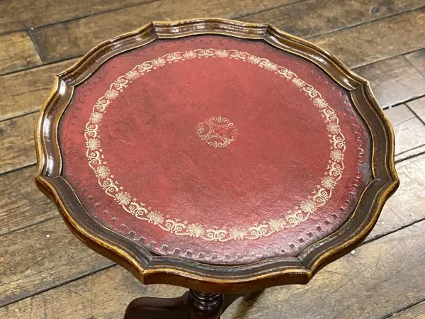 ワインテーブル｜マホガニー材・1920年代 金箔押しレッドレザートップ 6