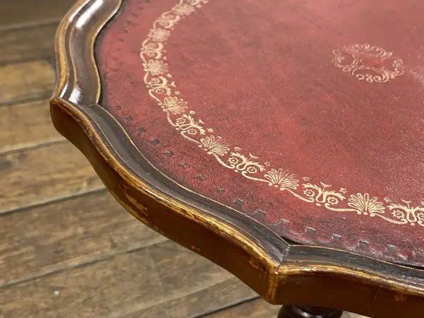 ワインテーブル｜マホガニー材・1920年代 金箔押しレッドレザートップ 8