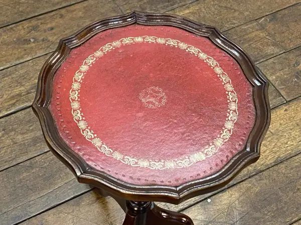 ワインテーブル｜マホガニー材・1920年代 金箔押しレッドレザートップ 5