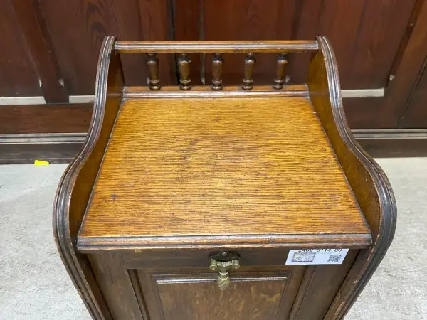 コールボックス｜オーク材・1930年代 スピンドル飾りの石炭入れ 7