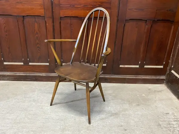 クエーカーアームチェア｜ブナ・エルム材・1960年代 ハイバック肘掛け付き ERCOL（アーコール） 1
