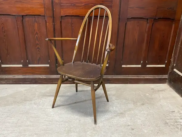 クエーカーアームチェア｜ブナ・エルム材・1960年代 ハイバック肘掛け付き ERCOL（アーコール） 1