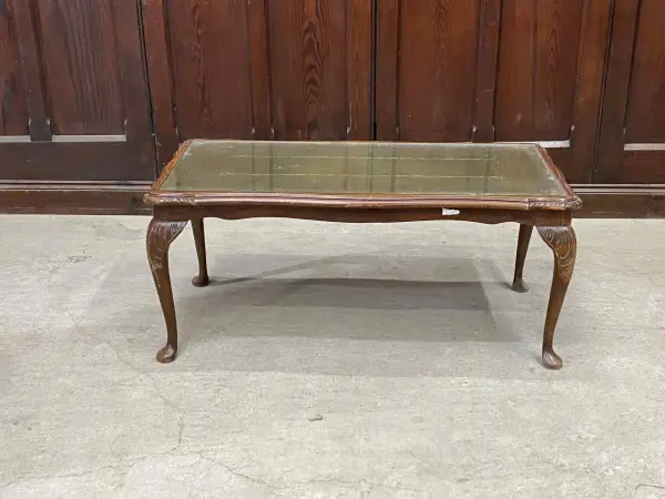 センターテーブル｜マホガニー材・1920年代 グリーンレザーの猫脚 2