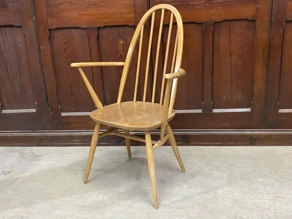 クエーカーアームチェア｜ブナ・エルム材・1960年代 ハイバック肘掛け付き ERCOL（アーコール）