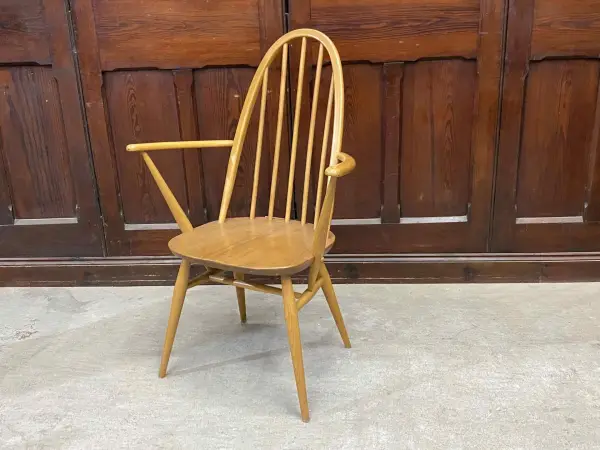クエーカーアームチェア｜ブナ・エルム材・1960年代 ハイバック肘掛け付き ERCOL（アーコール） 1